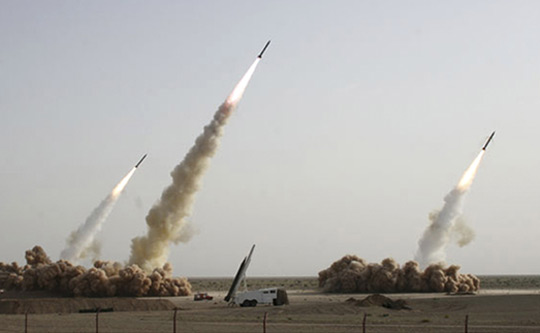 Original Iran missile test showing 3 missiles